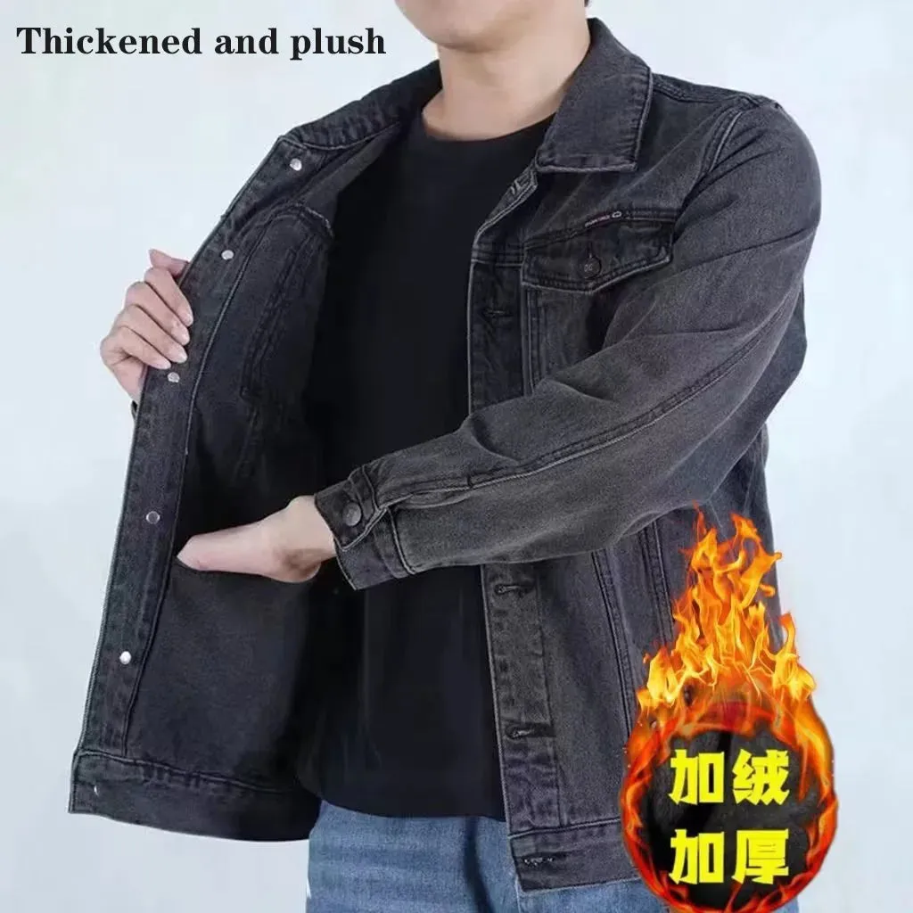 2022 Autumn and Winter New Men's Classic Fashion All-Match Denim Jacket Men's Fleece Thickening Warm High-Quality Jacket S-5XL