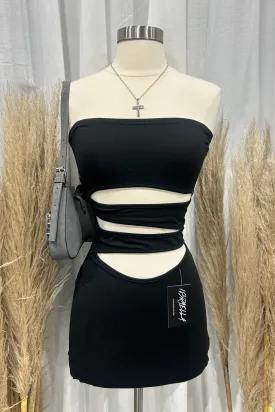 Acosta Mini Cutout Tube Dress (Black)