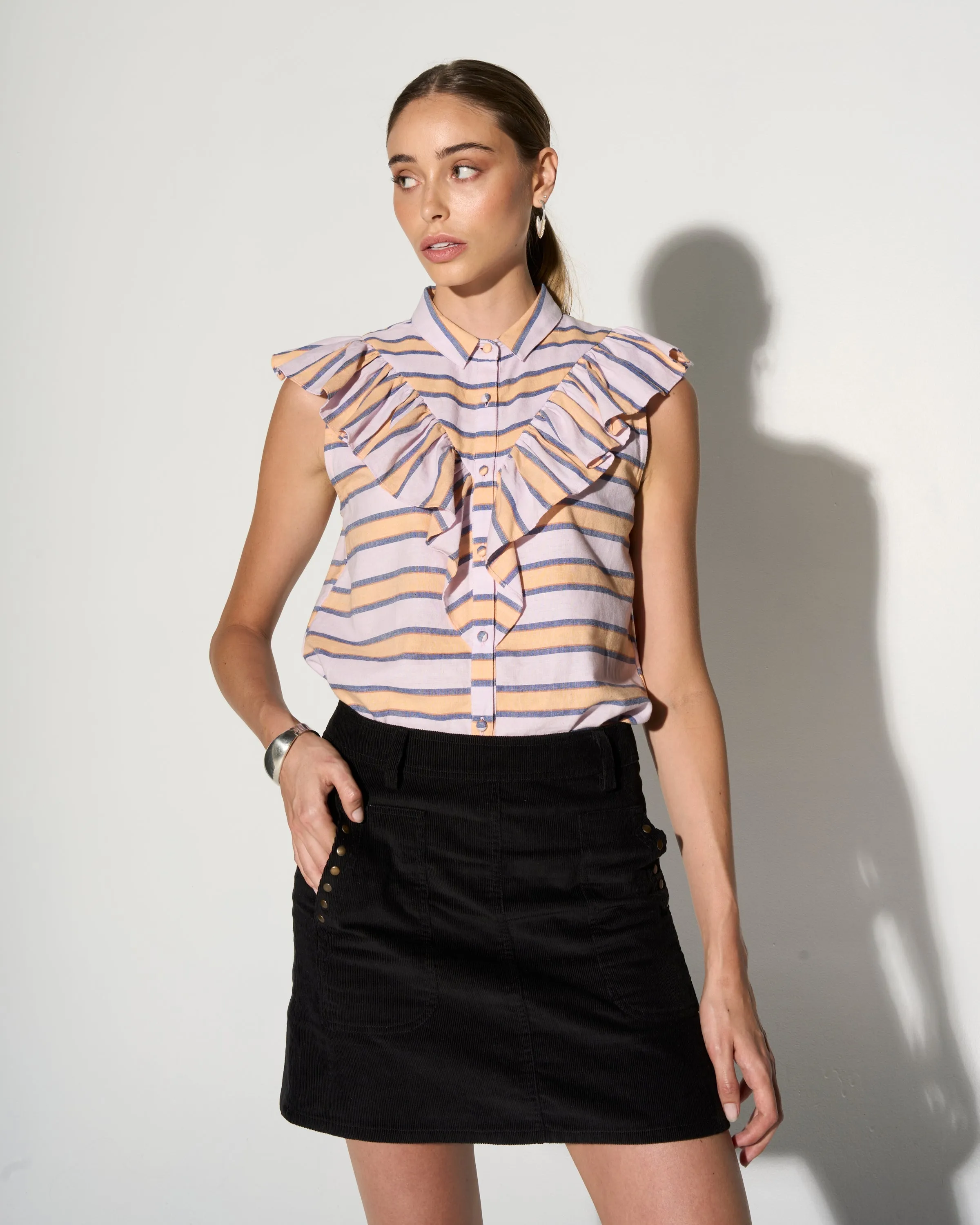 Armande Coral Cord A Line Mini Skirt