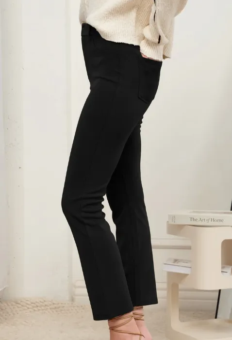 Black High Waist Straight Leg Cropped Pants