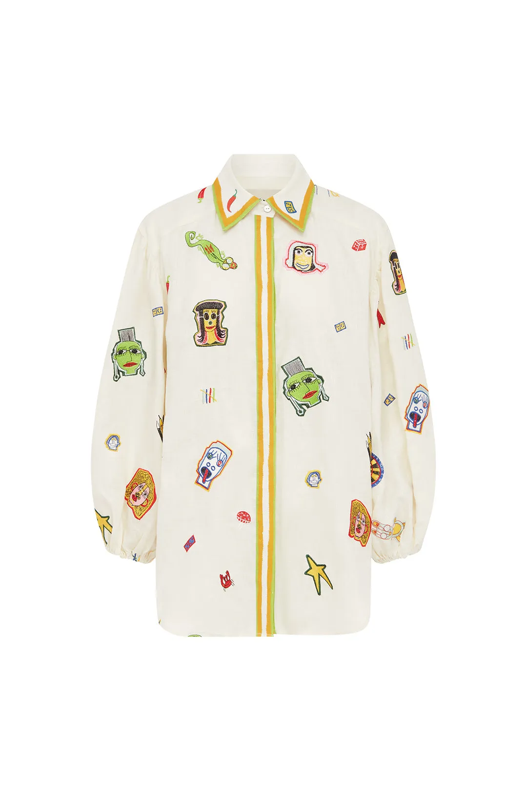 Checkers Embroidered Shirt Cream