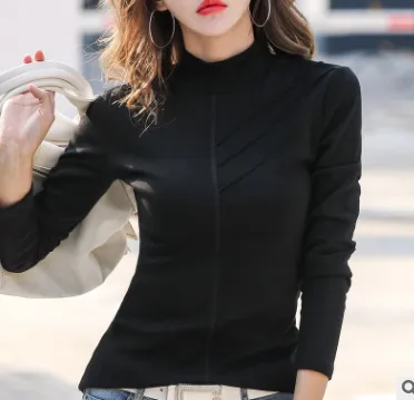 Fashion Half High Collar Tight Shirt
