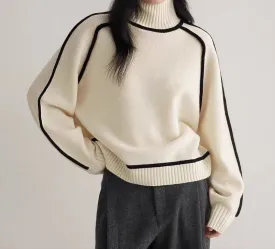Fashion Half Turtleneck Three-Dimensional Sweater