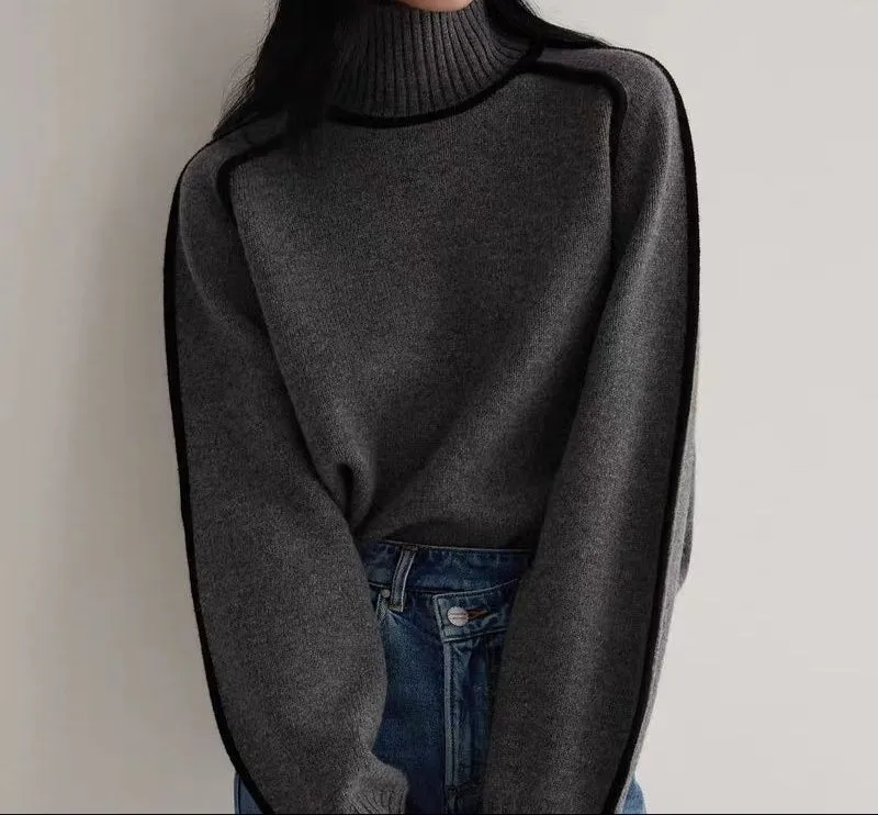 Fashion Half Turtleneck Three-Dimensional Sweater