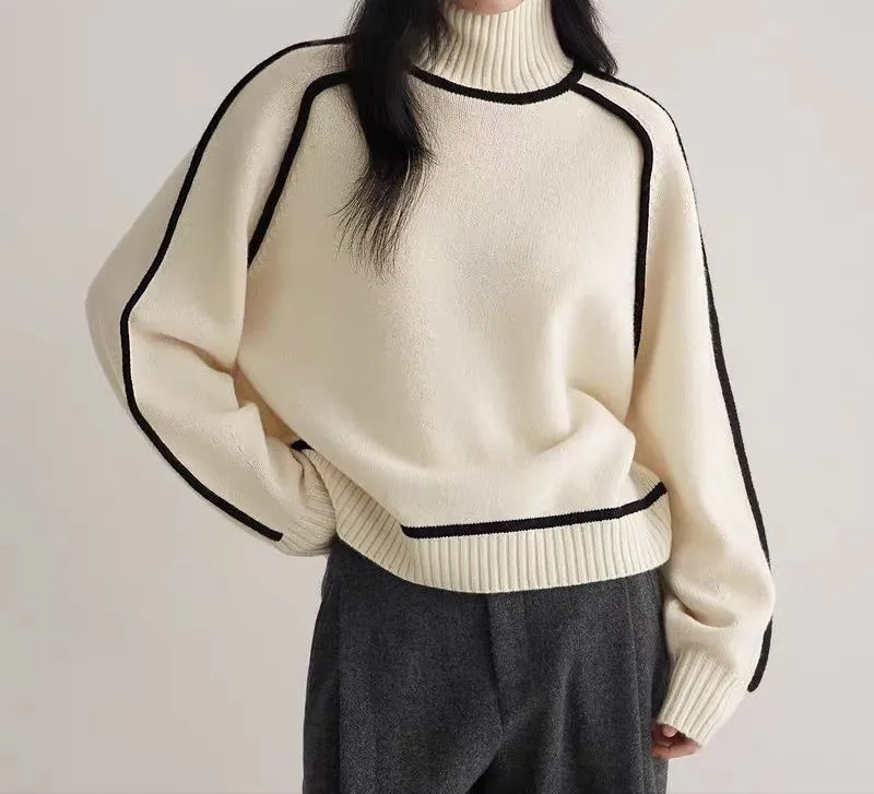 Fashion Half Turtleneck Three-Dimensional Sweater