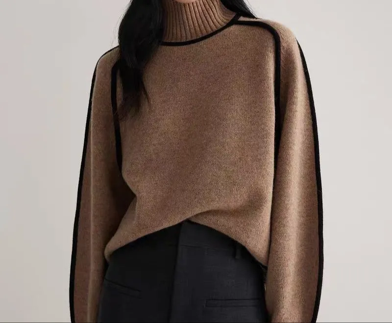 Fashion Half Turtleneck Three-Dimensional Sweater
