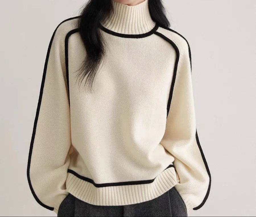Fashion Half Turtleneck Three-Dimensional Sweater