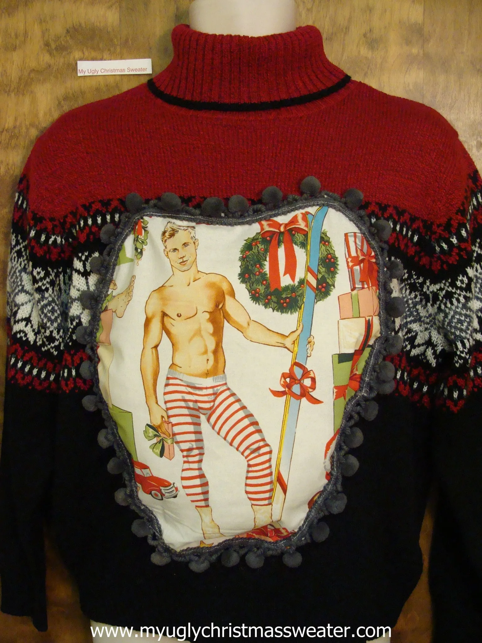 Hottie Guy Ugly Christmas Sweater 2sided Geometric Mess