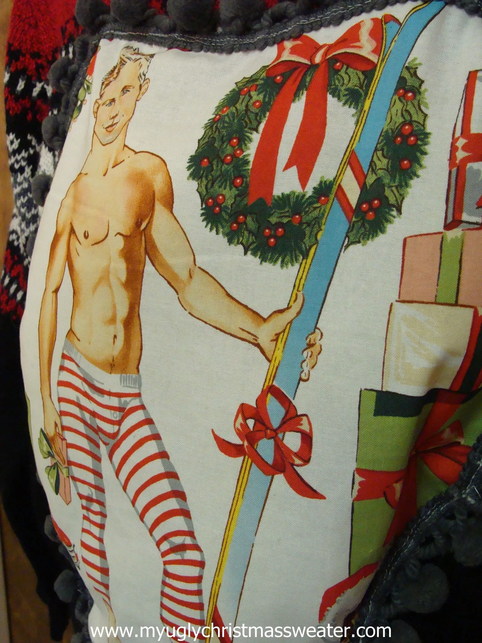 Hottie Guy Ugly Christmas Sweater 2sided Geometric Mess