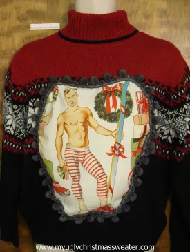 Hottie Guy Ugly Christmas Sweater 2sided Geometric Mess