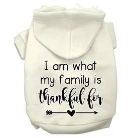 I Am What My Family Is Thankful For Screen Print Dog Hoodie Cream Xs