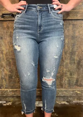 JUDY BLUE High Waist Release Hem Ankle Straight Jeans