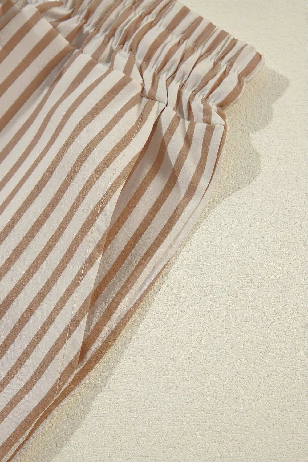 Khaki Stripe Wide Leg Pants