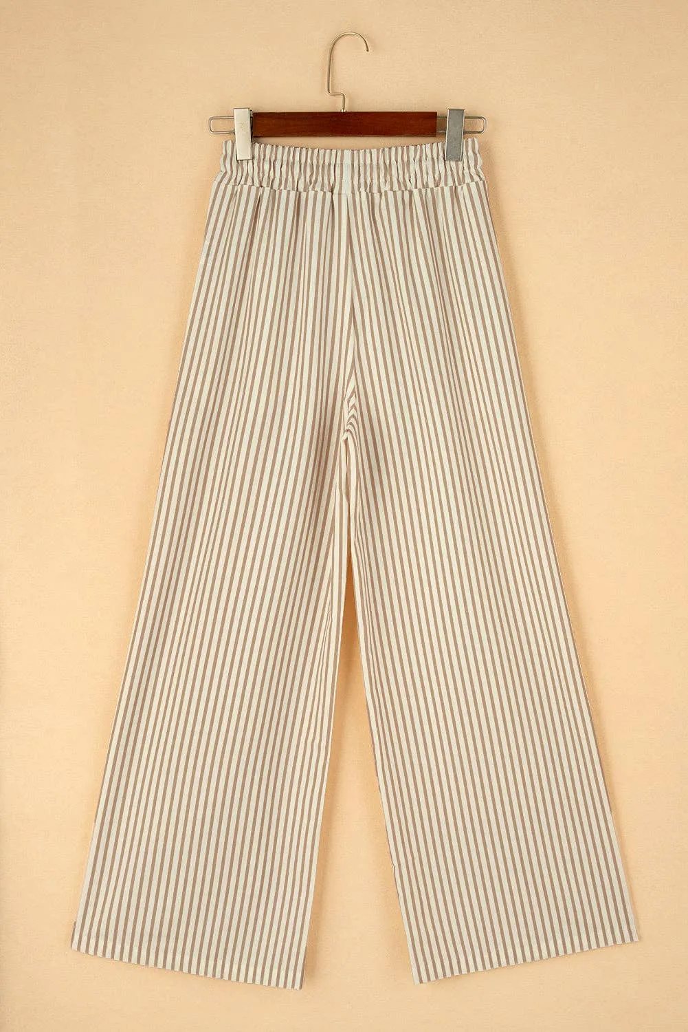 Khaki Stripe Wide Leg Pants