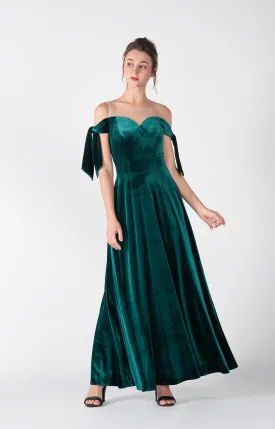 Off-Shoulder Tie-Detail Sleeves A-Line Dresses