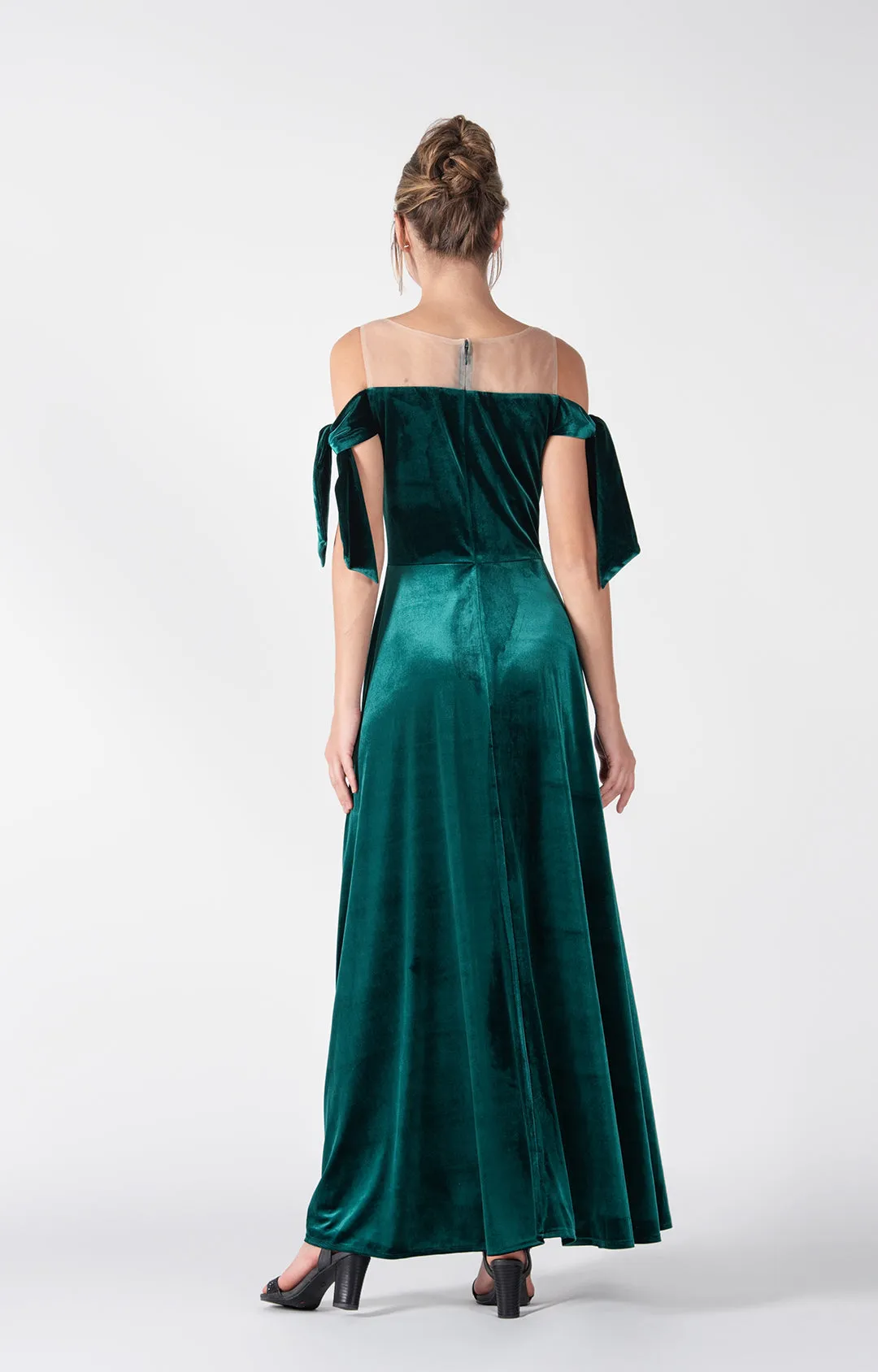 Off-Shoulder Tie-Detail Sleeves A-Line Dresses