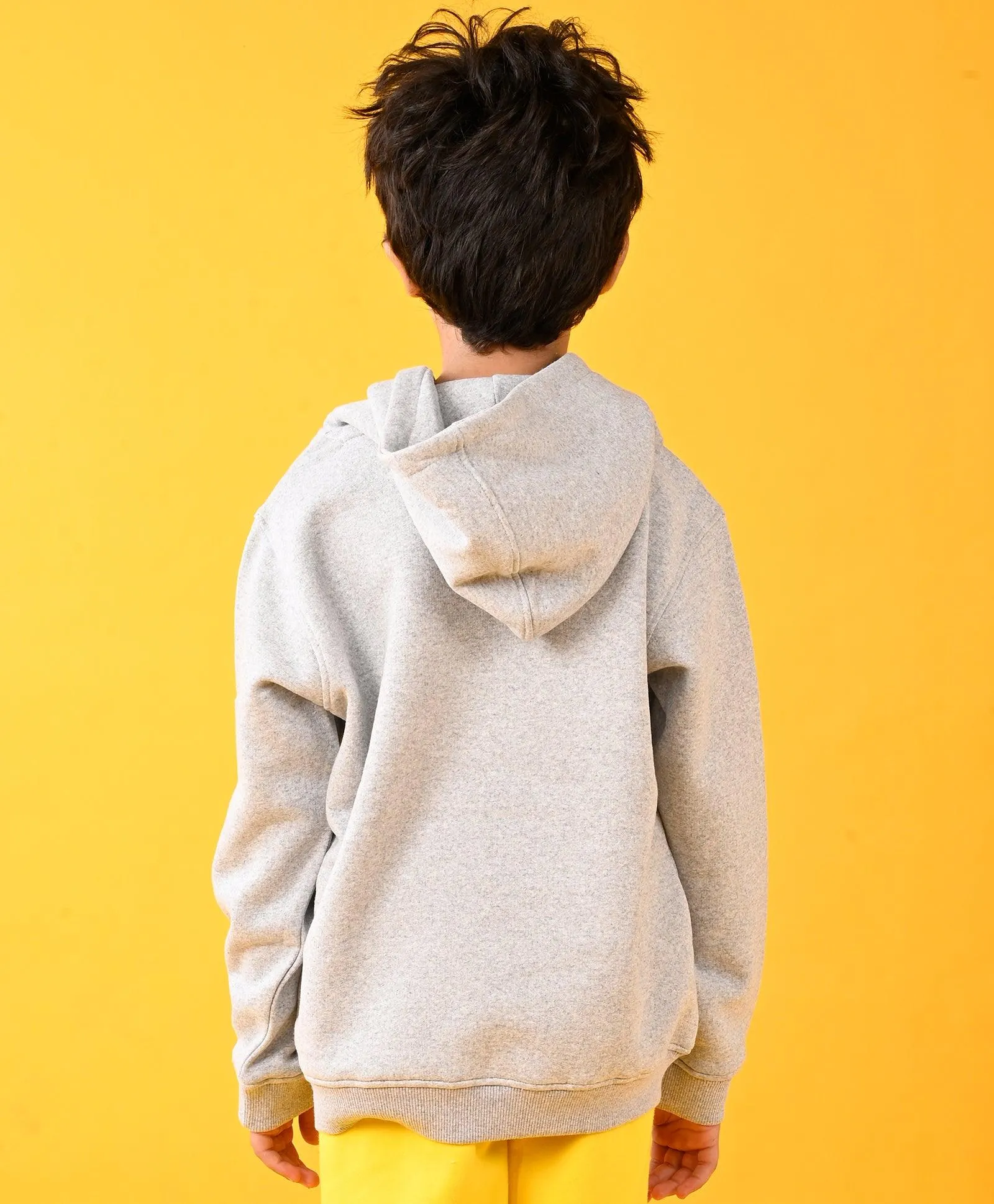 PARIS GREY MELANGE FLEECE BOYS HOODIE - GREY