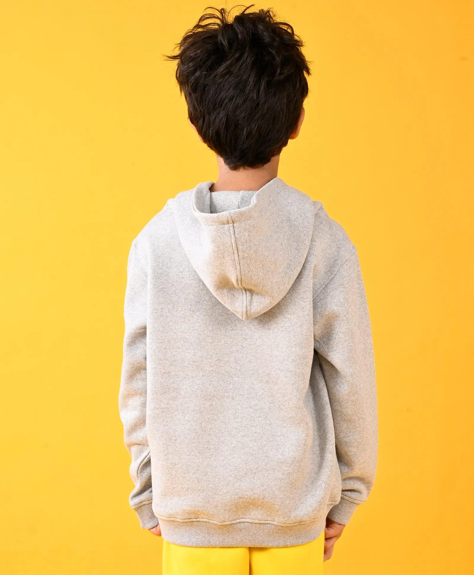 PARIS GREY MELANGE FLEECE BOYS HOODIE - GREY