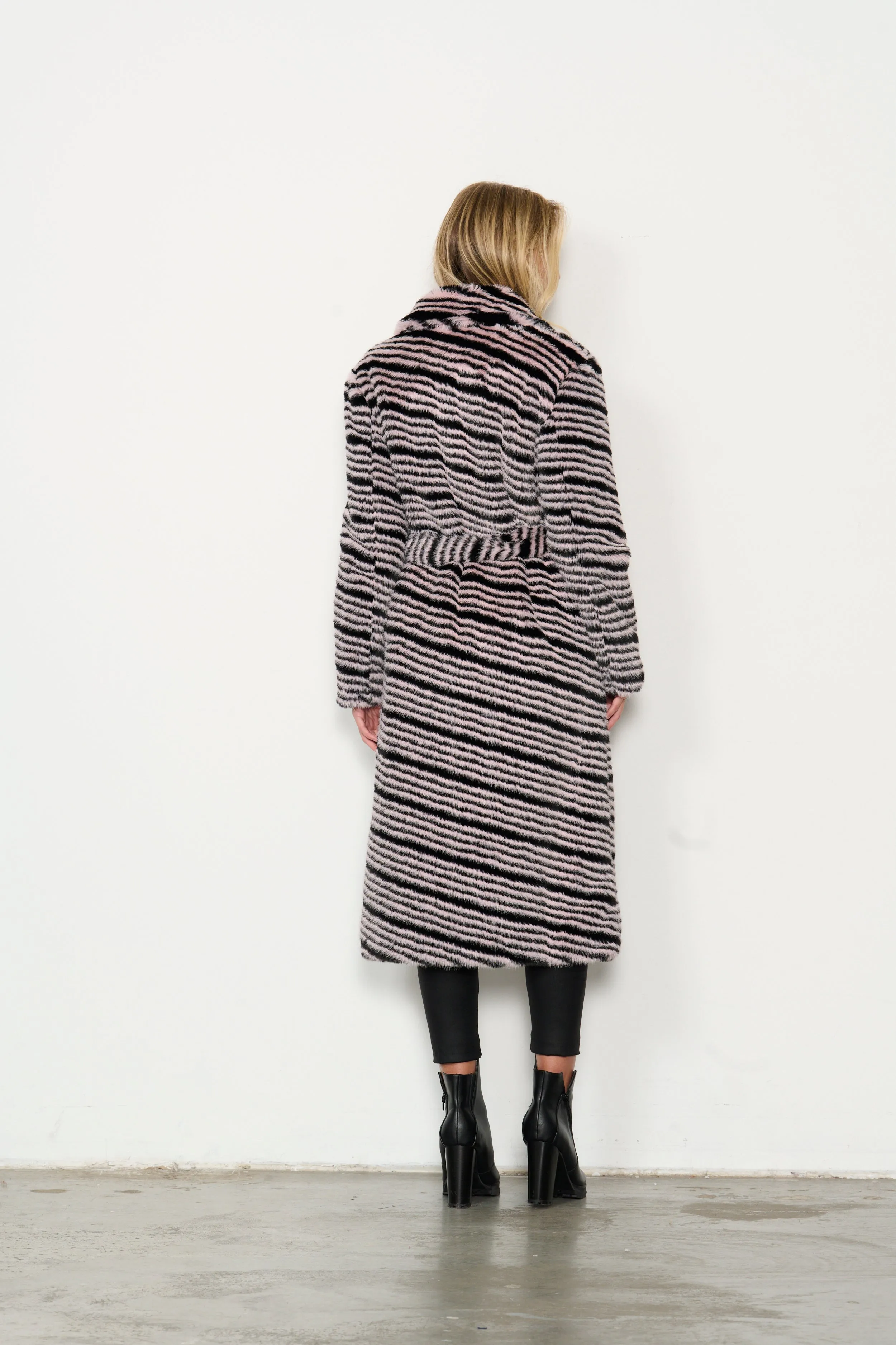 PINK FAUX FUR STRIPE - COAT - was $229 now.....
