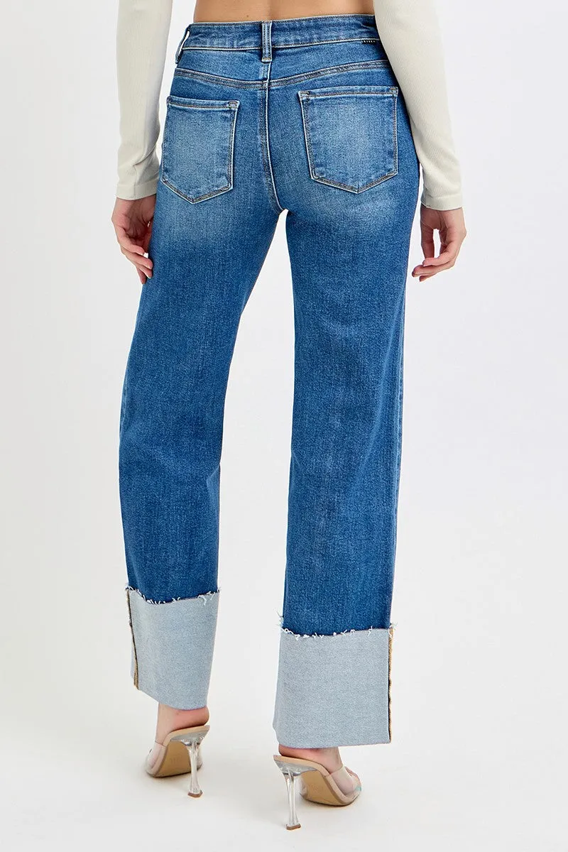 RISEN JEANS:  HIGH RISE ANKLE CUFFED JEANS