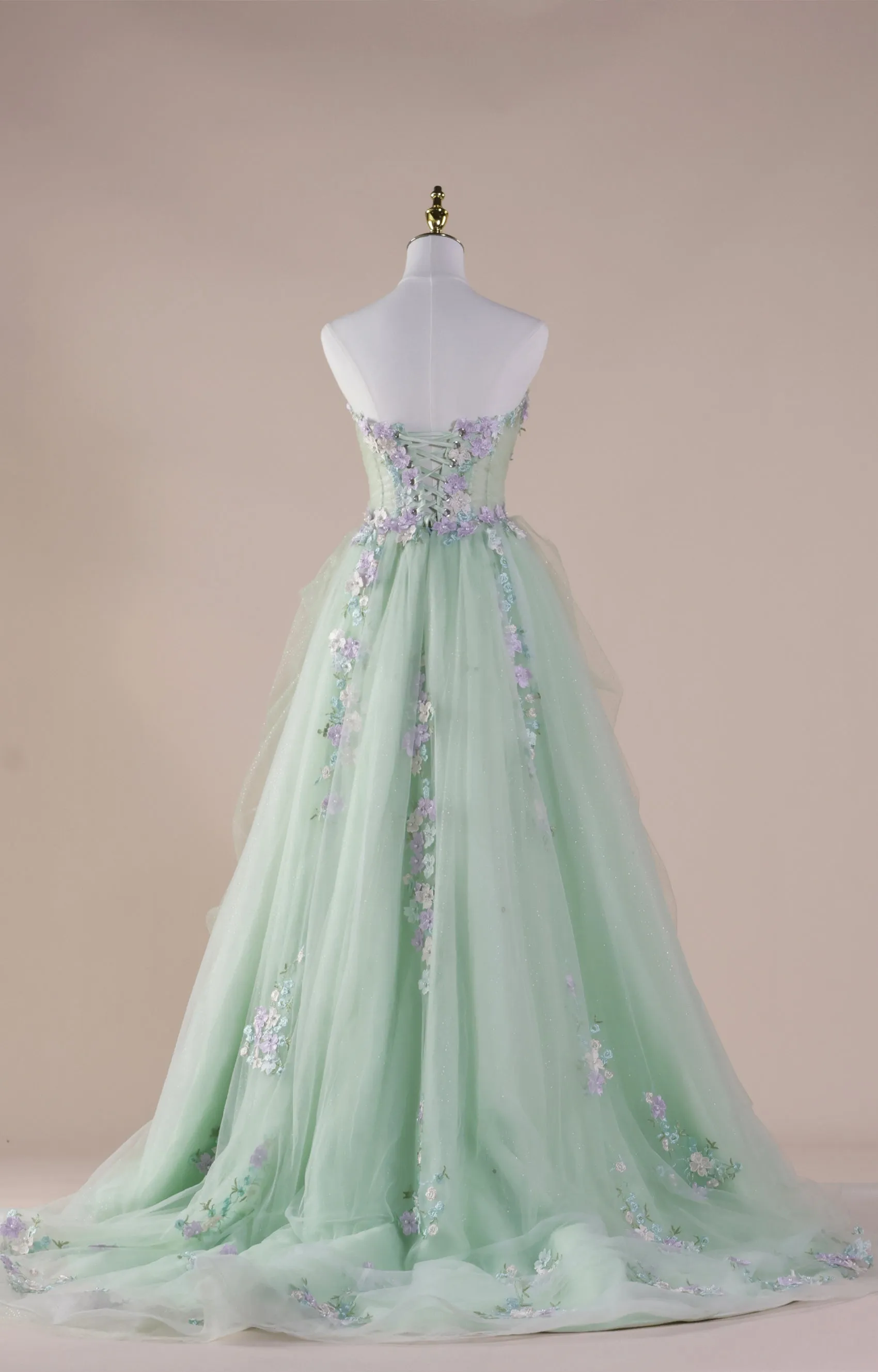 Sheath Sleeveless Colorful  Embroidered Applique A-Line Shimmering Puffy Dresses