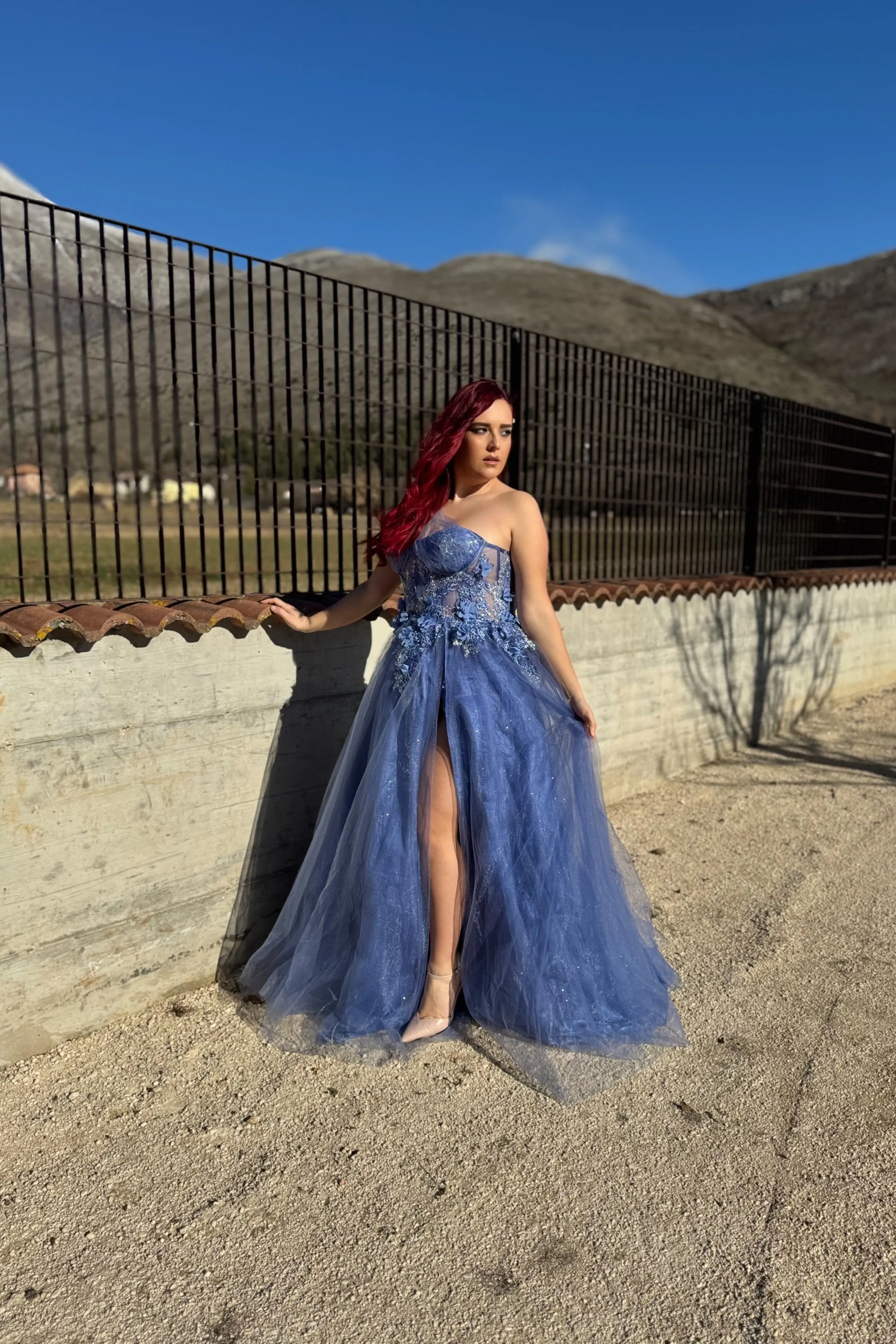 Slanted One Shoulder Appliquéd Glitter Dress