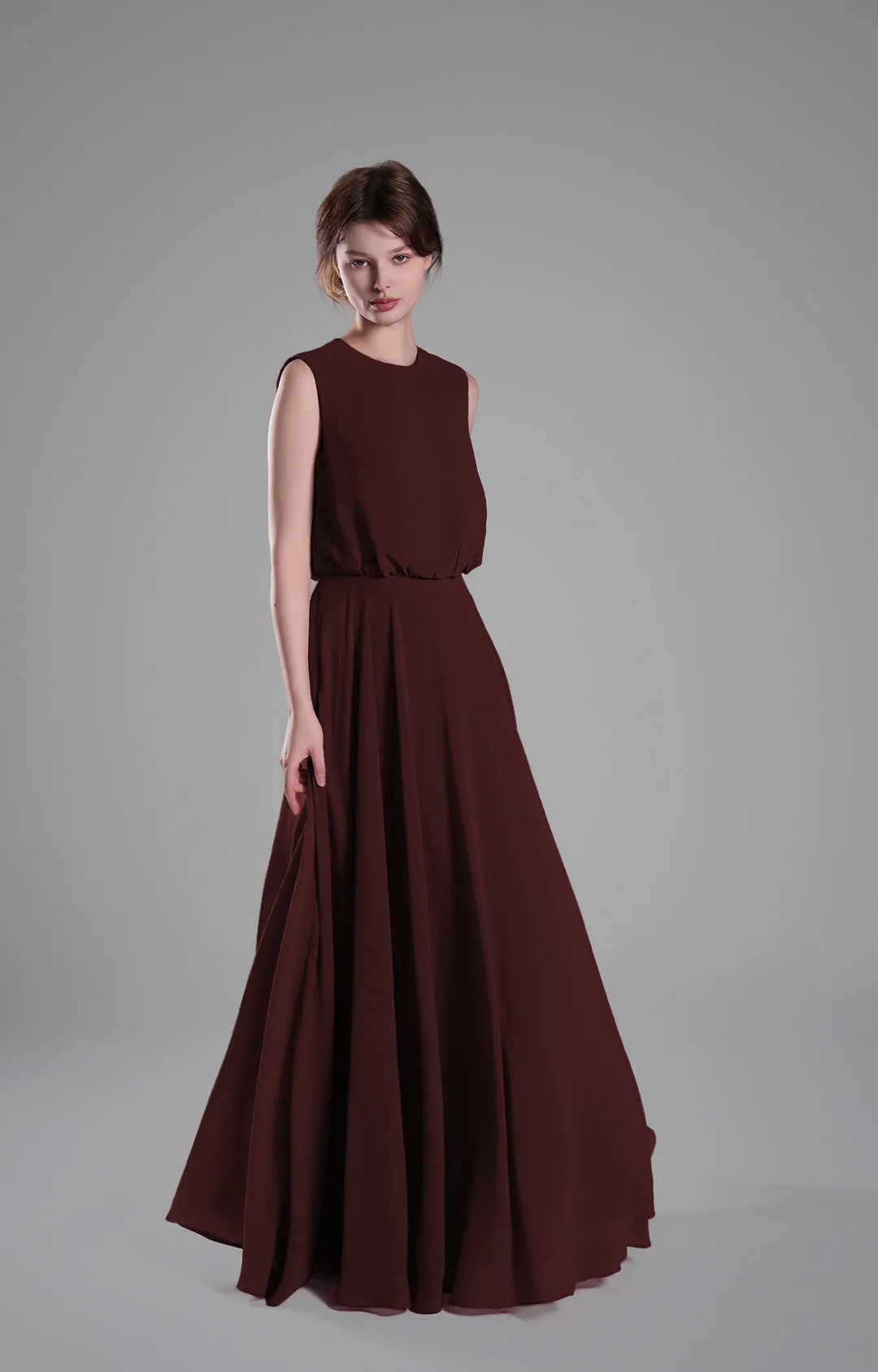 Sleeveless Round Neck Blackless A-Line Dresses