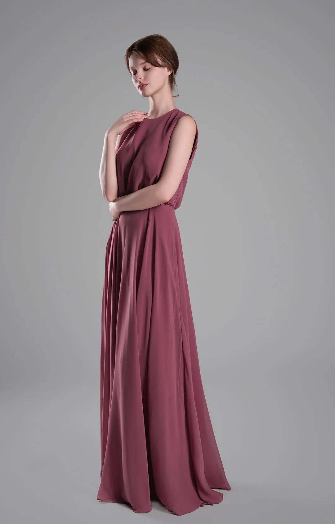 Sleeveless Round Neck Blackless A-Line Dresses