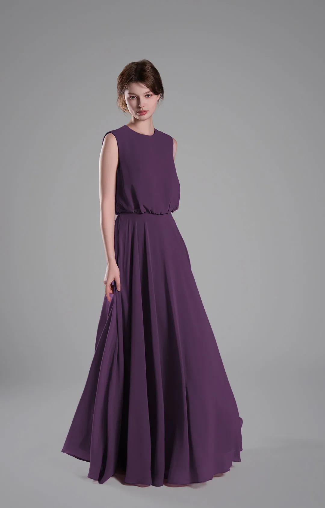 Sleeveless Round Neck Blackless A-Line Dresses