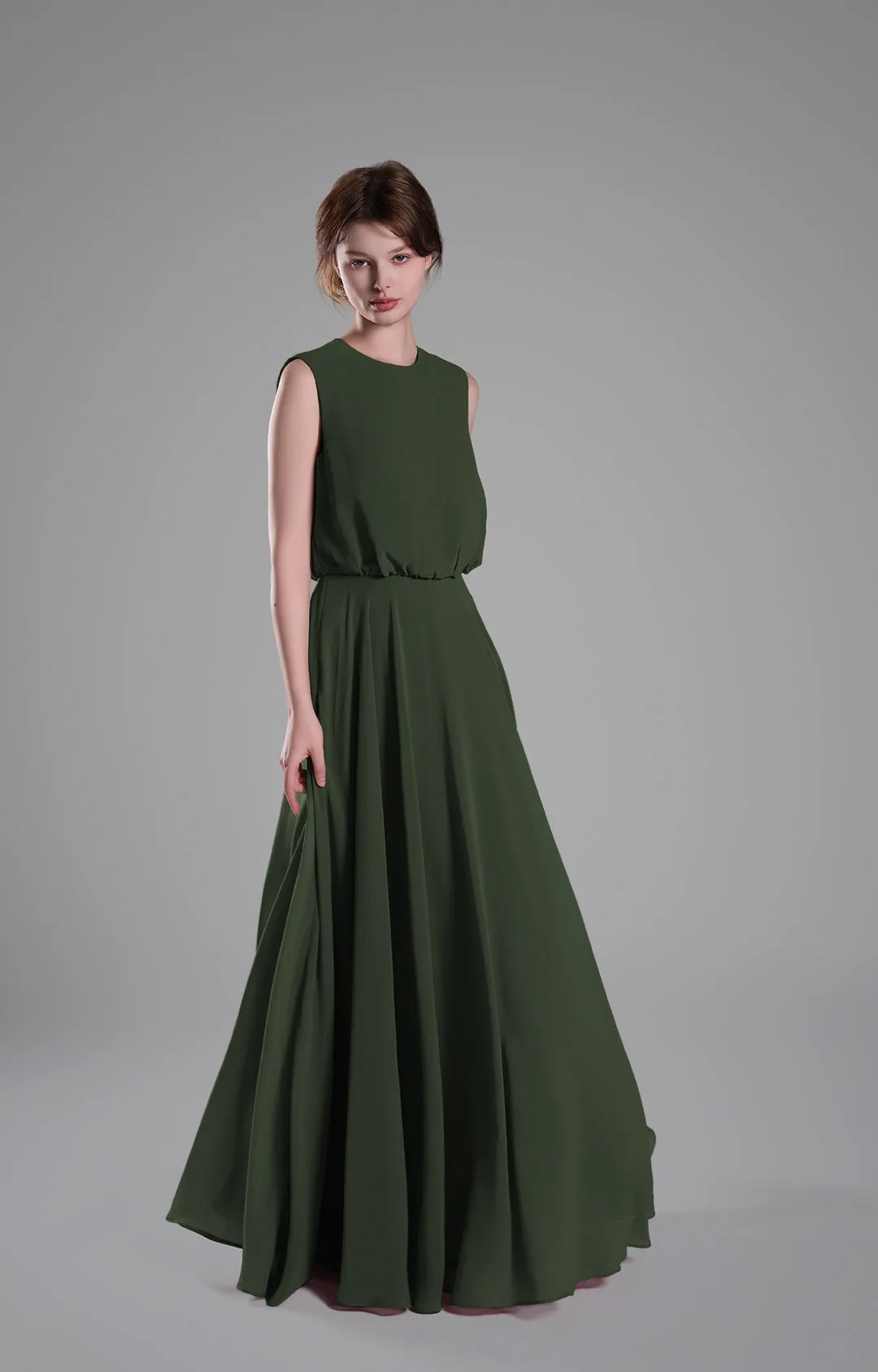 Sleeveless Round Neck Blackless A-Line Dresses
