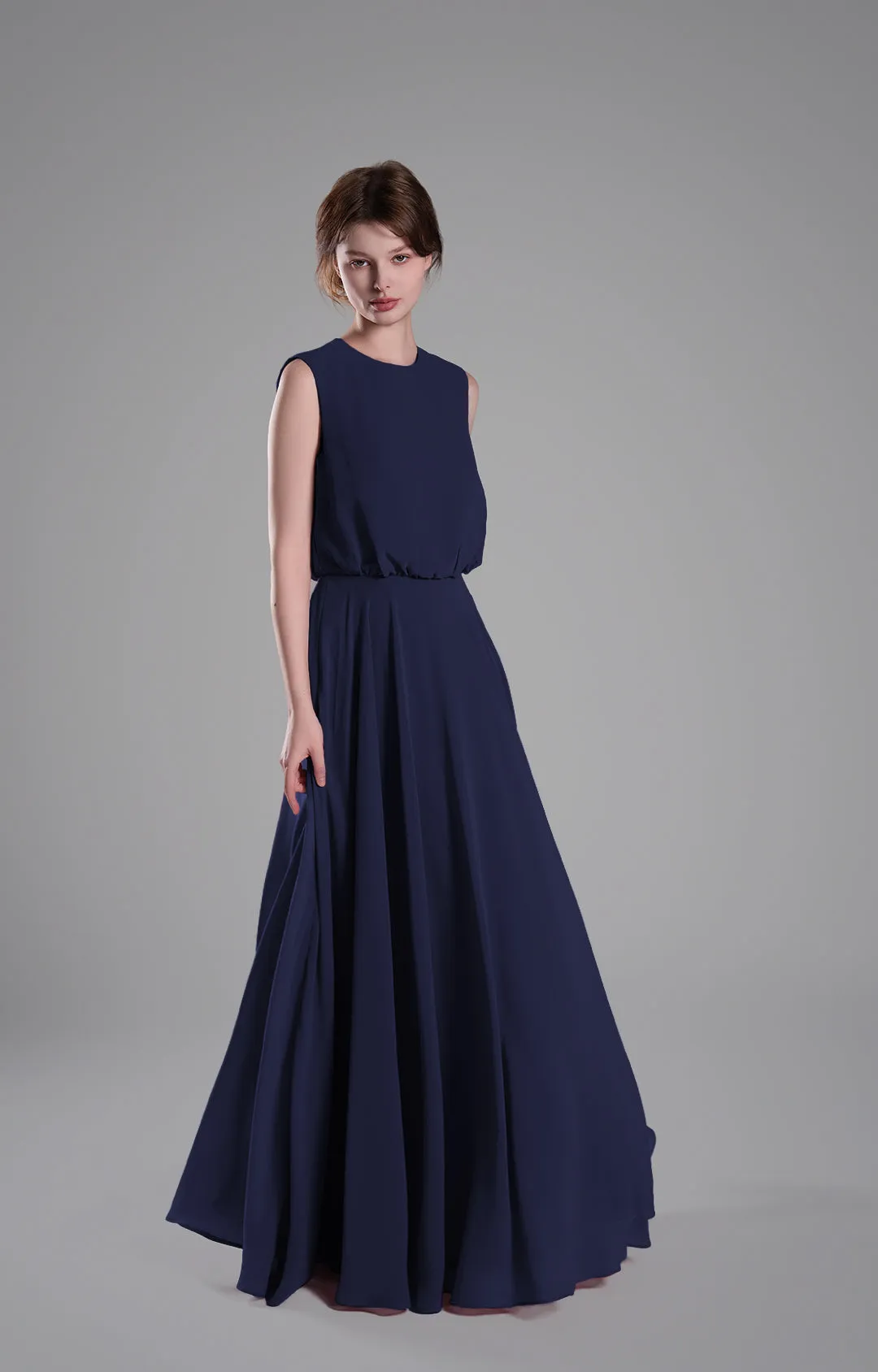 Sleeveless Round Neck Blackless A-Line Dresses