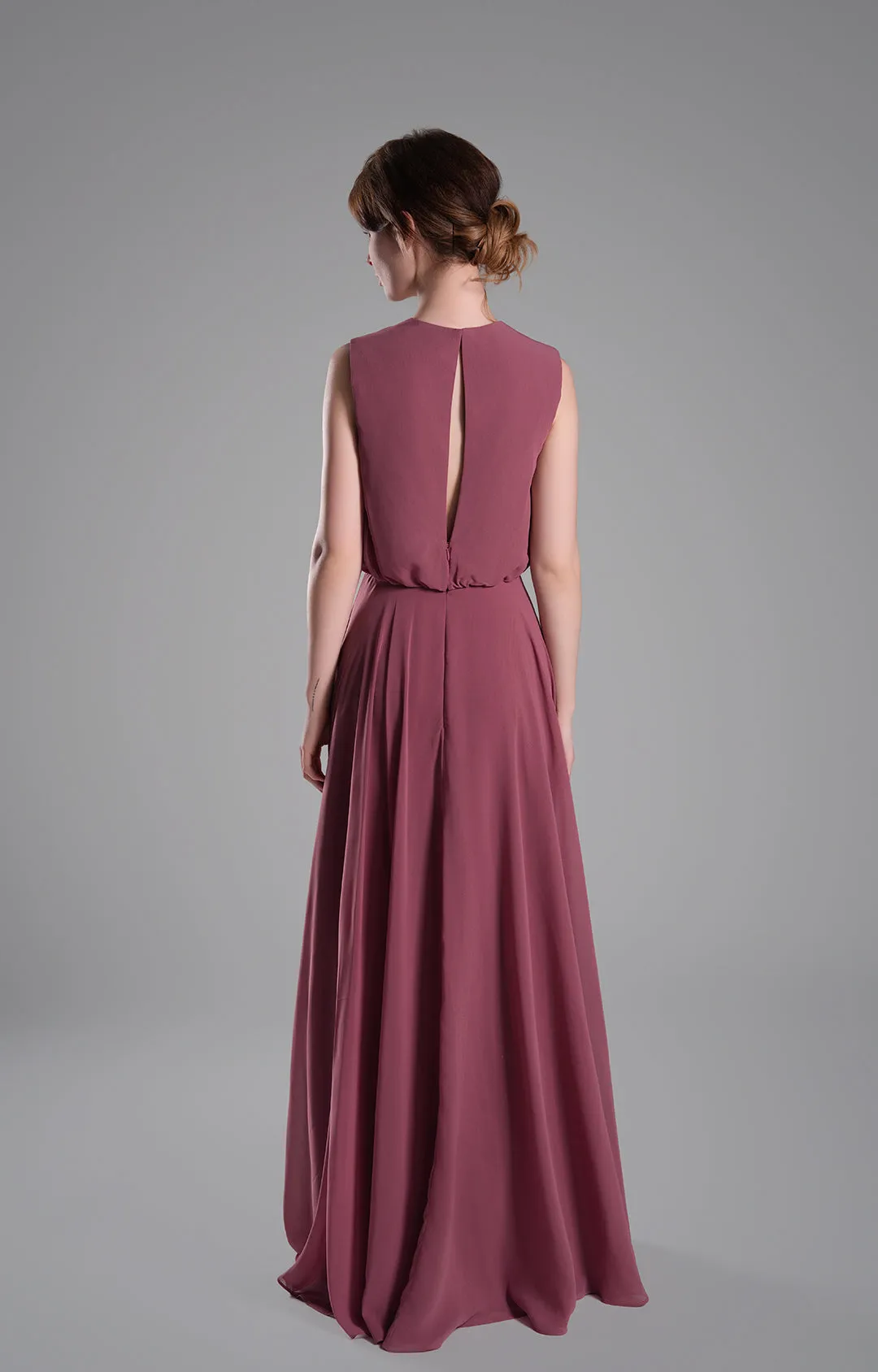 Sleeveless Round Neck Blackless A-Line Dresses