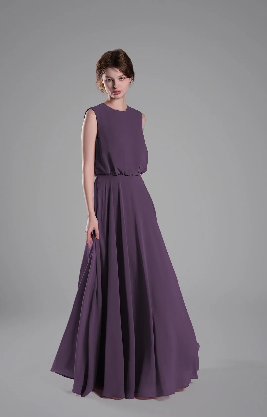 Sleeveless Round Neck Blackless A-Line Dresses