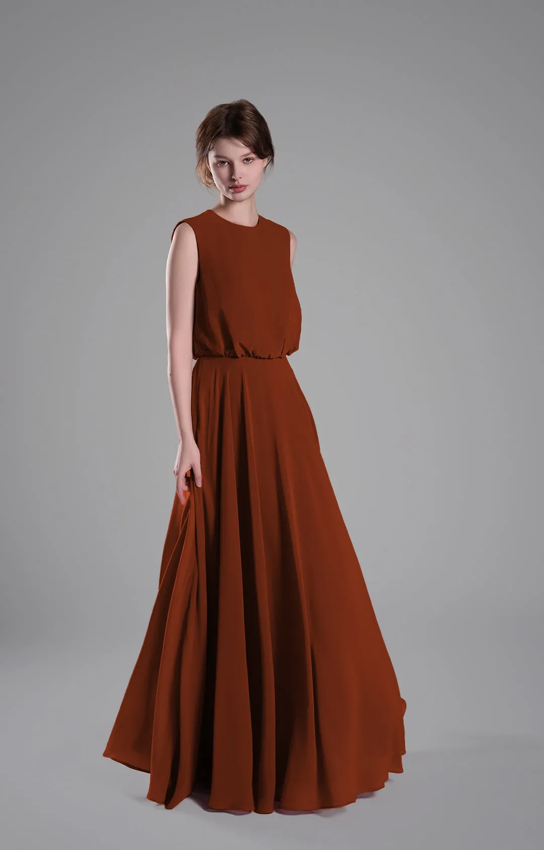 Sleeveless Round Neck Blackless A-Line Dresses