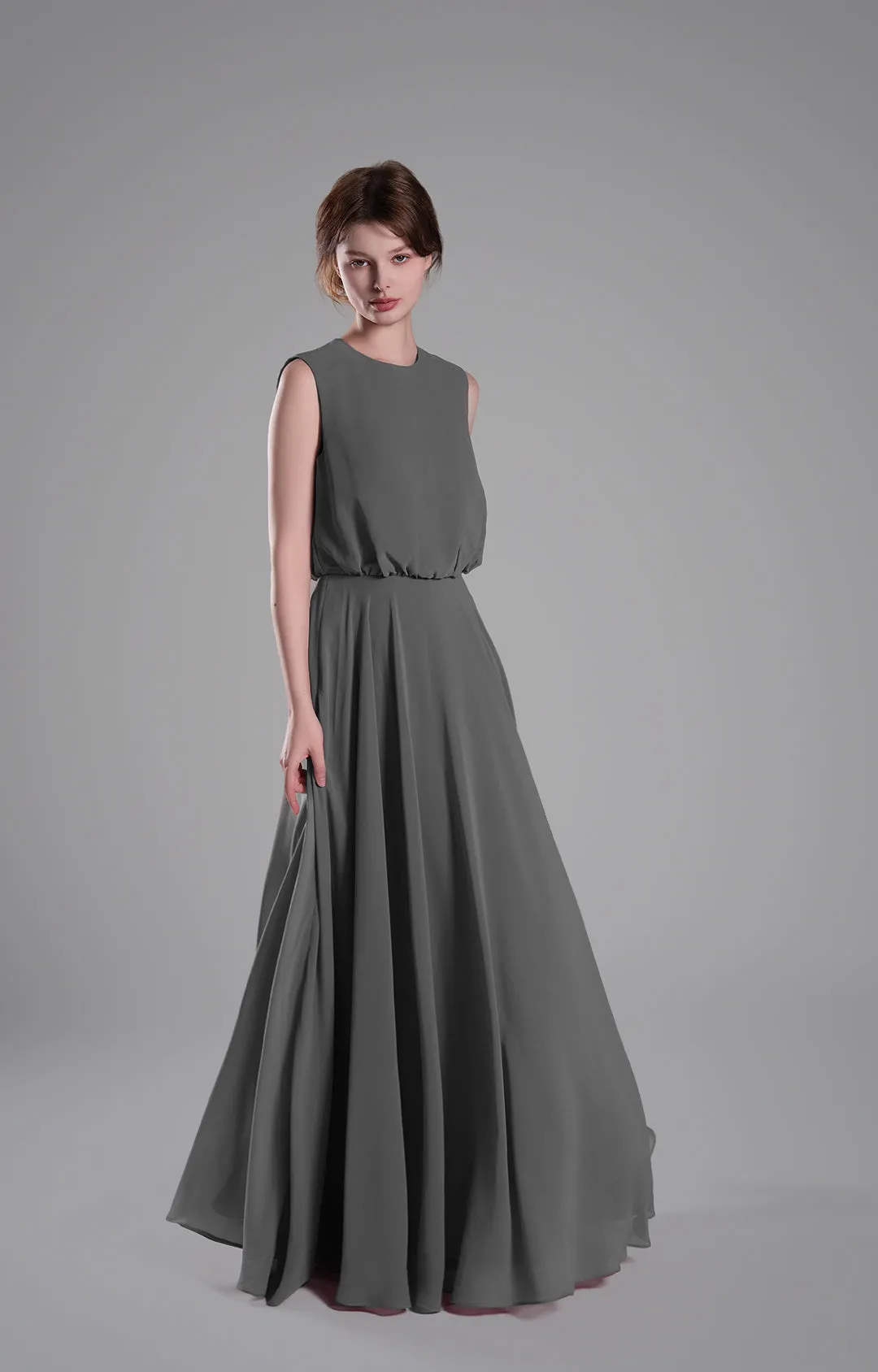 Sleeveless Round Neck Blackless A-Line Dresses