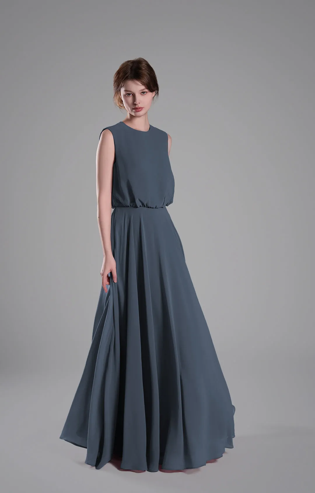 Sleeveless Round Neck Blackless A-Line Dresses