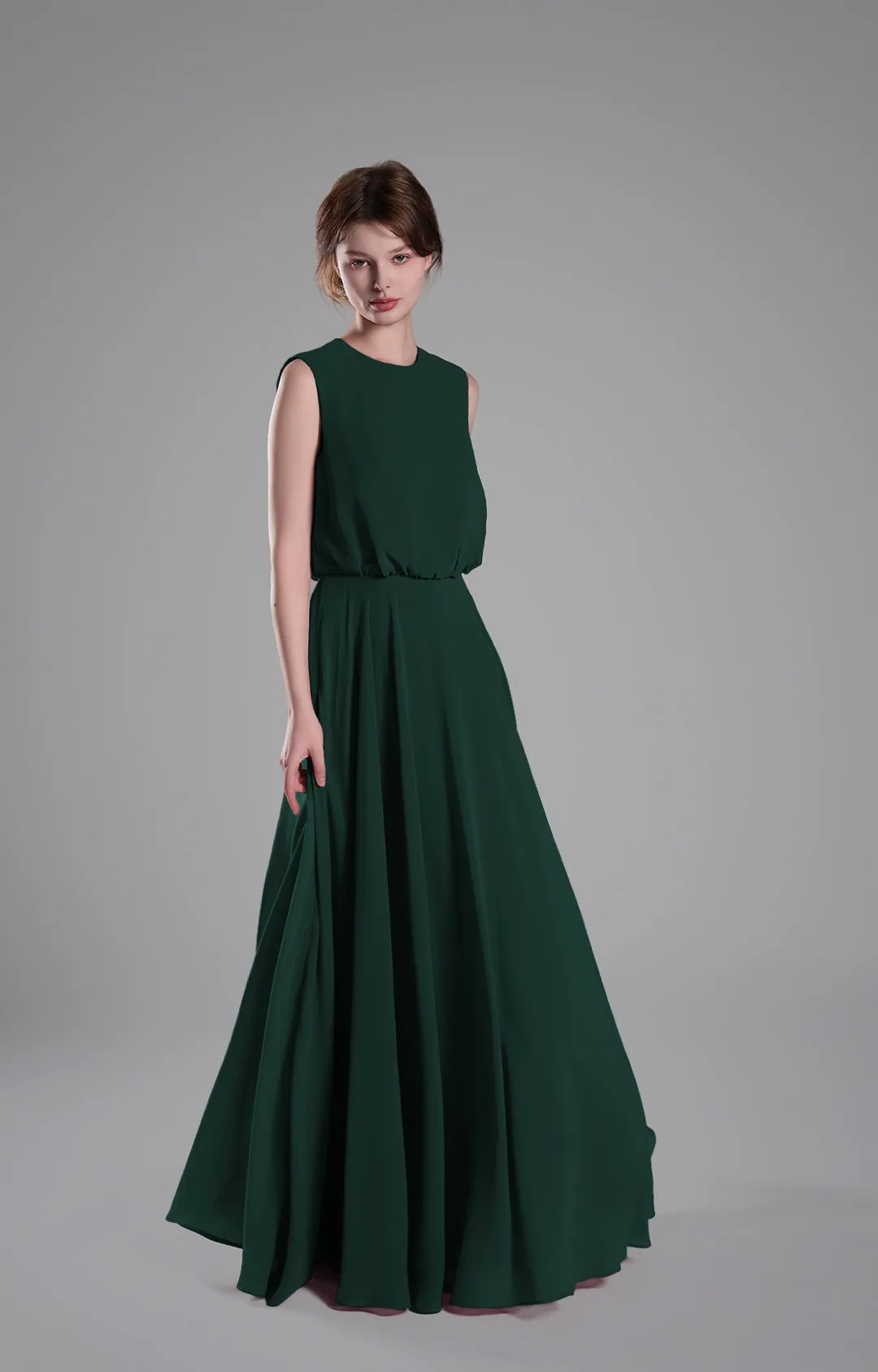 Sleeveless Round Neck Blackless A-Line Dresses