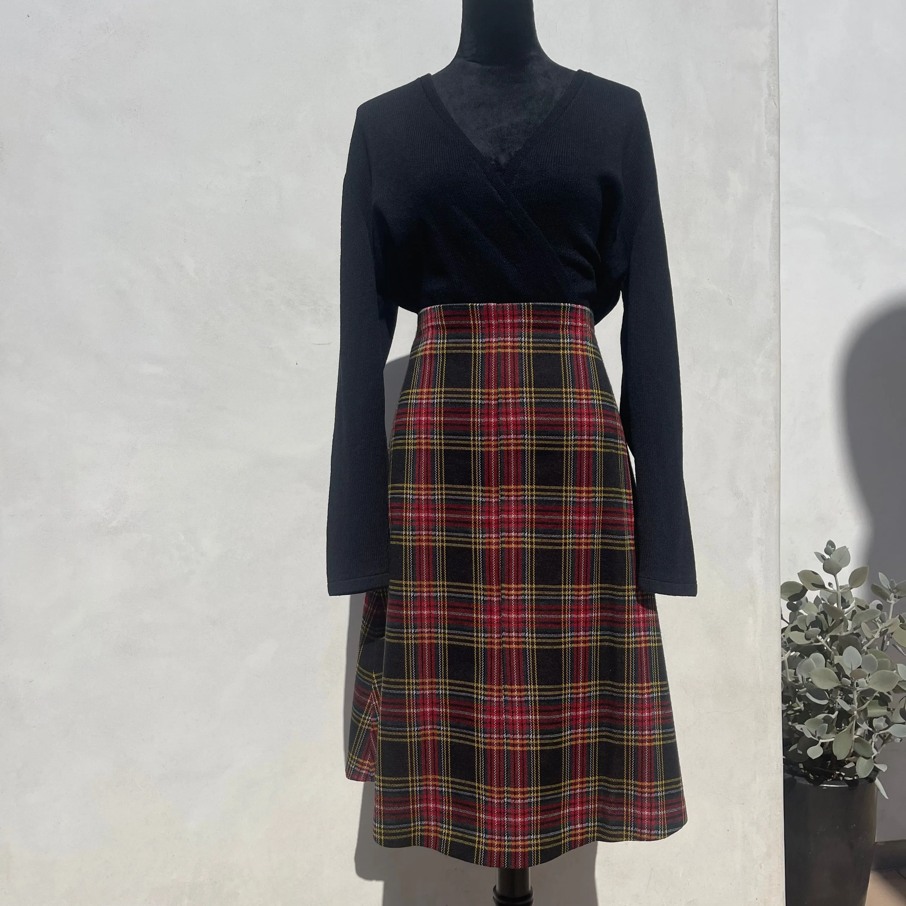 Vintage Tartan Print A Line Skirt 80’s